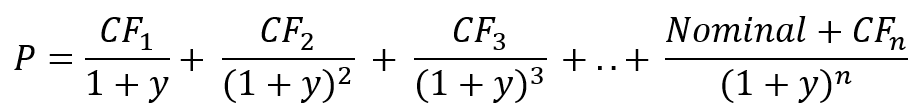 Формула расчета приведенной стоимости облигации