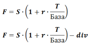 формулы стоимости фьючерсов