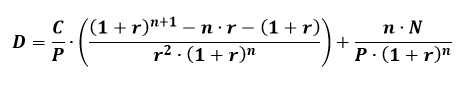 Формула дюрации Маколея, при выплате купона раз в год и долгом сроке жизни облигации